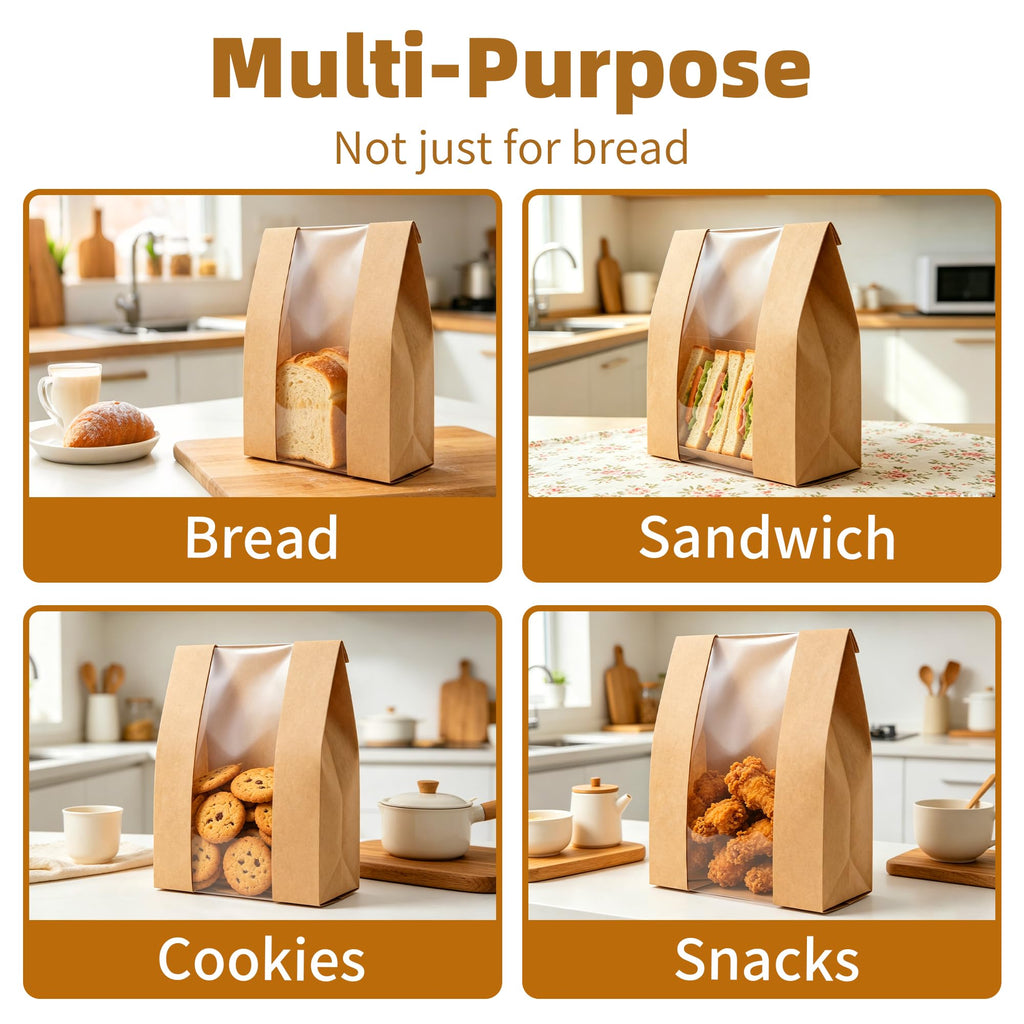Homrelaxy 31 Pcs Paper Bread Bags for Homemade Bread Sourdough with Window