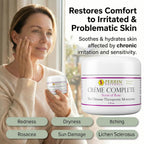 Perrin Naturals Crème Complete, Lichen Sclerosus treatment Cream for Dry Sensitive Skin, Restorative Anti Aging Face & Body Moisturizer with Barrier Support for Women, Scent of Rose, 2 oz