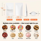 FireKylin 100 Pcs Resealable Bags, Paper Stand Up Pouches Bags with Matte Window for Small Businness, Zipper & Heat Sealable Treat Bags for Packaging(Inner Size 4.1" x 4.9"; Outer Size 4.7" x 7.9")