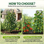 Heavy Duty 50"x17" Adjustable A-Frame Trellis for Climbing Plants Outdoor, Metal Rust-Proof Garden Trellis, Dense Grid Climbing Frame Trellis for Raised Beds, Cucumber, Tomatoes Outdoor (1 Pack)
