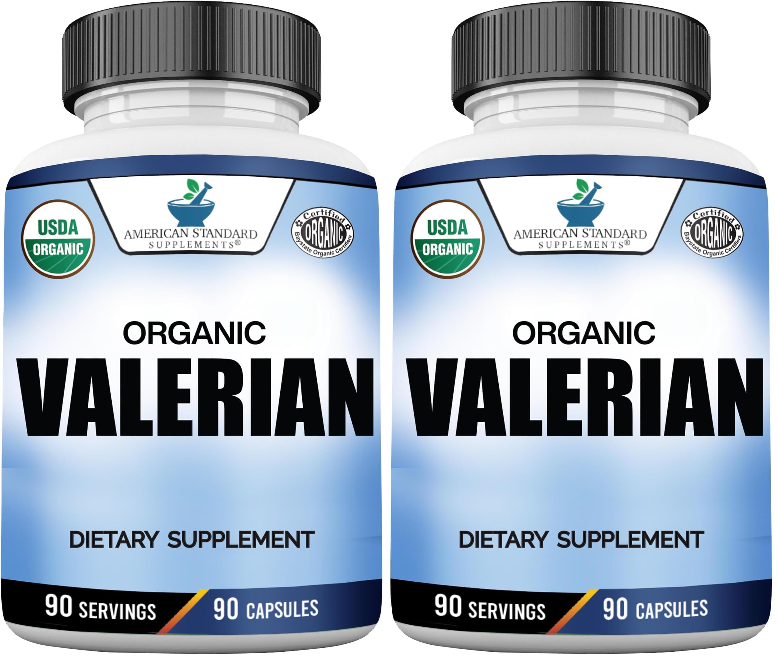 American Standard Supplements Organic Valerian – Vegan, Gluten Free, Non-GMO, 90 Capsules, 90 Servings (Pack of 2)