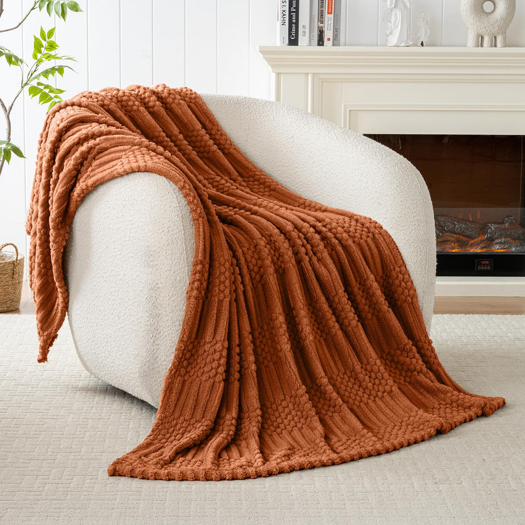 Rust Throw Blanket - Soft & Fluffy Fleece, Cute & Aesthetic, Perfect for Sofa, Couch, Chair, Bed, Living Room & Bedroom, All-Season Use, Plush & Cozy Decorative Blanket