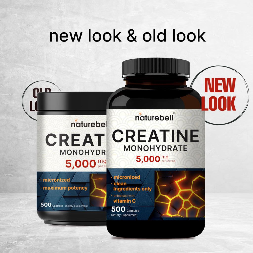 NatureBell Creatine Monohydrate Capsules 5,000mg Per Serving, 500 Count | Micronized, Unflavored Creatine Pills | Pre-Workout & Muscle Strength Support | Easy to Swallow, Filler-Free | 71 Servings