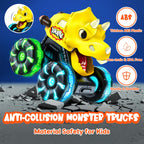 Monster Truck Toys Dinosaur Cars, Press and Go Light Up Cars for Toddlers