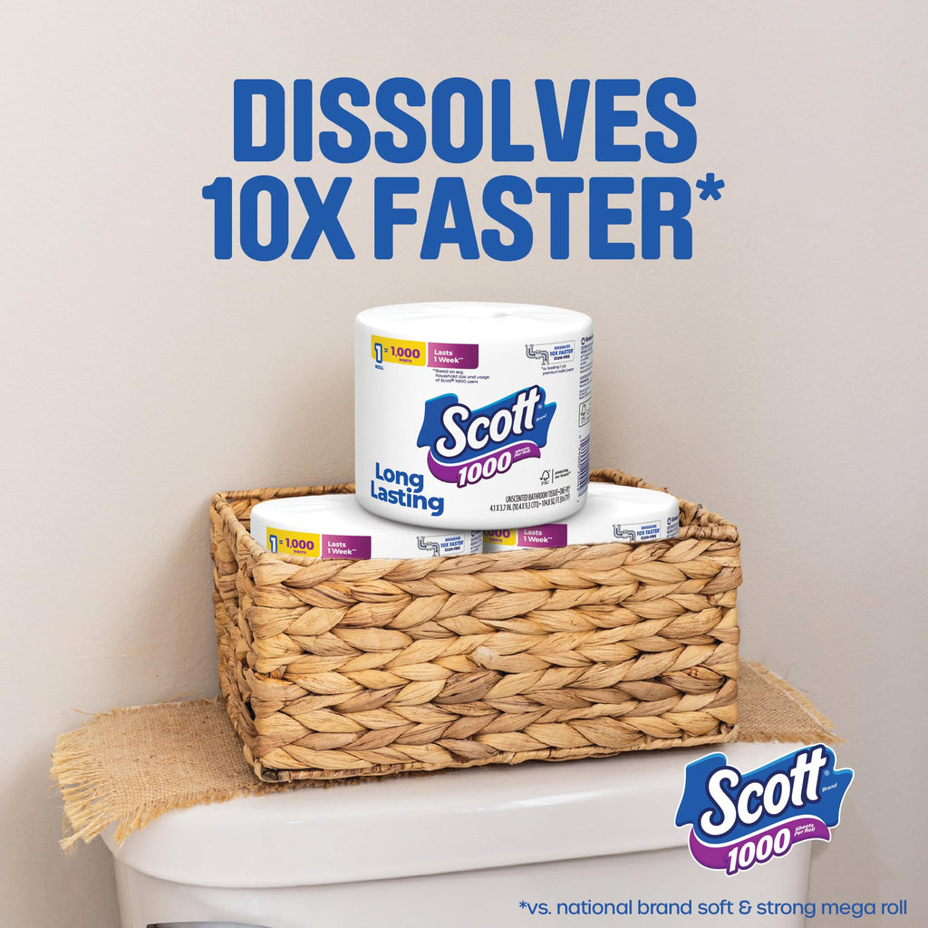 Scott 1000 Toilet Paper, 18 Rolls, 1000 Sheets per Roll