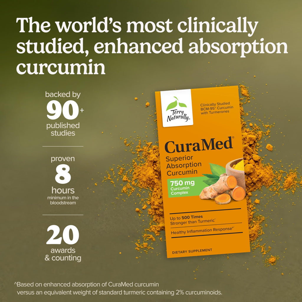 Terry Naturally CuraMed 750mg-Antioxidant Supplement for Brain & Heart Health Support-Dietary Supplement with High-Potency Curcumin Complex-Kidney,Liver&Immune Health Support -30 Softgels(Pack of 1)