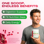 GOBIOTIX Super Greens Powder with Organic Spirulina - Superfood Supplement with Fruit Blend, Probiotics and Enzymes for Digestive Health - Vegan, Non-GMO - 30 Servings (Pomegranate Raspberry - 3 Pack)