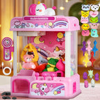 CWLAKON Claw Machine for Kids, Mini Vending Machine Girls Unicorn Toys with Sound & 20 Mini Toys, Candy Grabber Prize Dispenser Machine Electronic Arcade Games, Christmas Birthday Gifts, Pink
