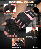 SIMARI Breathable Workout Gloves for Men & Women, Weight Lifting Gloves with Padded, Grip, Full Palm Protection, Gift for Gym Exercise, Cycling, Weightlifting Training, Fitness, Pink, Size M