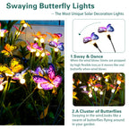TONULAX Solar Garden Lights - 2 Pack Swaying Butterfly Light, Swaying in The Wind, Solar Outdoor Lights, Yard Patio Pathway Decoration, High Flexibility Iron Wire & Realistic Butterflies
