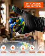 nitroshield 9mil Heavy Duty Disposable Nitrile Gloves, Black XLarge 800Pcs -Chemical Resistant, Latex Powder Free Rubber Gloves Diamond Texture for Automotive, Mechanics, Cooking,BBQ, Industrial Use