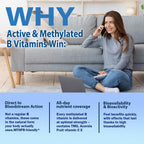 2 Packs Methylated B Complex Vitamins w. L-5-MTHF Folate, Vitamins B2 B6 & B12 for Men & Women, Complete 9-in-1 Methyl B Supplement for Energy Support, Mood & Nerve Health Vegan Gluten Free