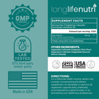 LongLifeNutri Spermidine 20mg, Supports Cellular Health & Brain Function - 180 Count, 2 Serving Size, Vegan Capsules, Wheat Germ Extract, Naturally Support Wellness, Lab Tested, Crafted in USA