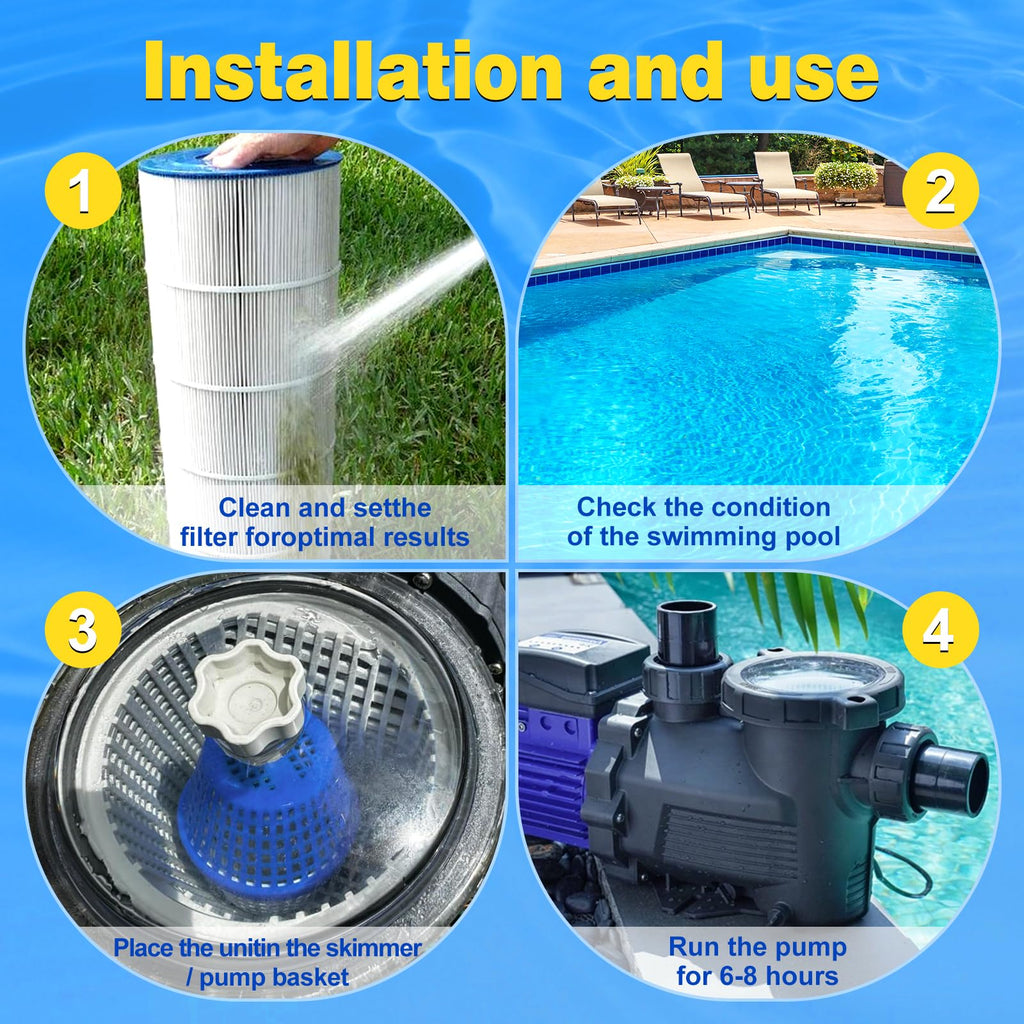 Pool Cartridge for 7.5K–20K Gallon Pools, Lasts up to 6 Months and typically Completes Transformation Within 24–72 Hours, Blue/White