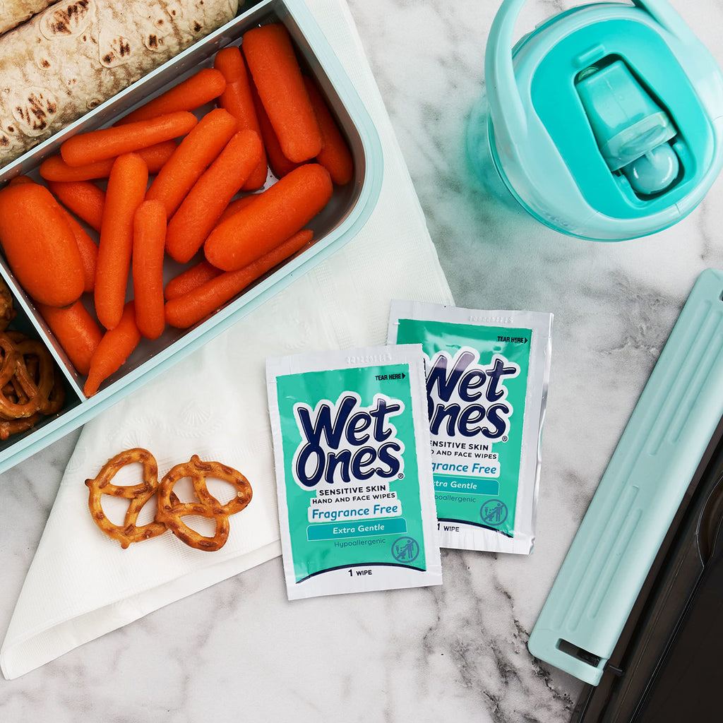 Wet Ones Hand and Face Wipes Singles, Unscented for Sensitive Skin, Hand-Wipes Individually Wrapped | 24 ct, (Pack of 12)