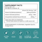 Zeolite Drops for Women,Adults and Kids- Clinoptilolite Zeolite Liquid Drops with Vitamin B12 & D3 - Heavy Metal Support, Immune Health, Natural Metabolism, Energy & Clear Skin - 30 Day Vegan Supply