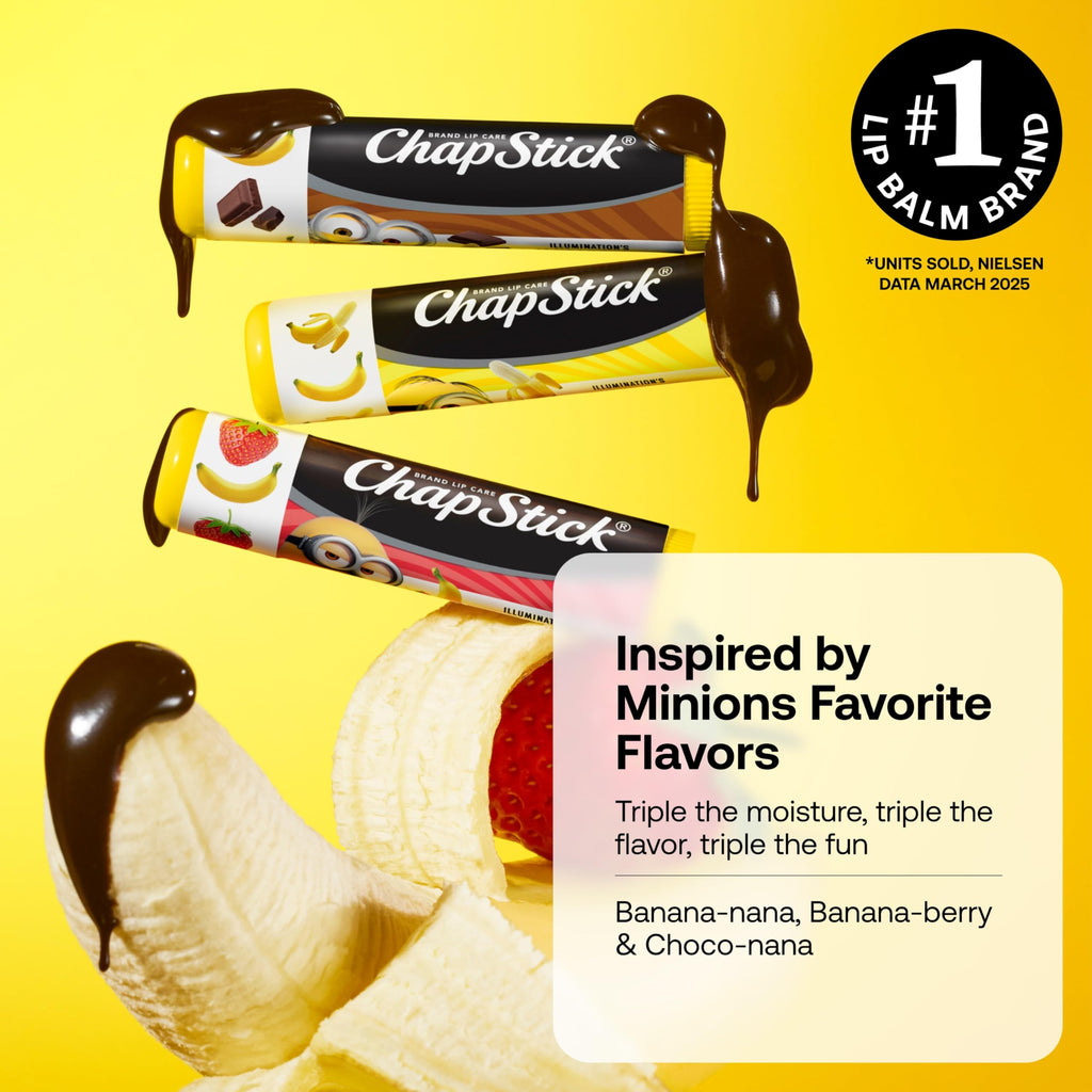 ChapStick Lip Balm, Minions Banana Variety Pack (12 Sticks), Party Favors for Kids, 0.15 Oz Ea