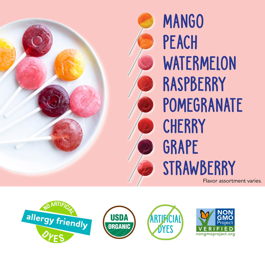 YumEarth Organic Pops Variety Pack, 250 Fruit Flavored Favorites Lollipops, Allergy Friendly, Gluten Free, Non-GMO, Vegan, No Artificial Dyes