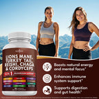 NEW AGE Lions Mane Mushroom Supplement with Turkey Tail Reishi Cordyceps Chaga with Marshmallow Root 180 Count