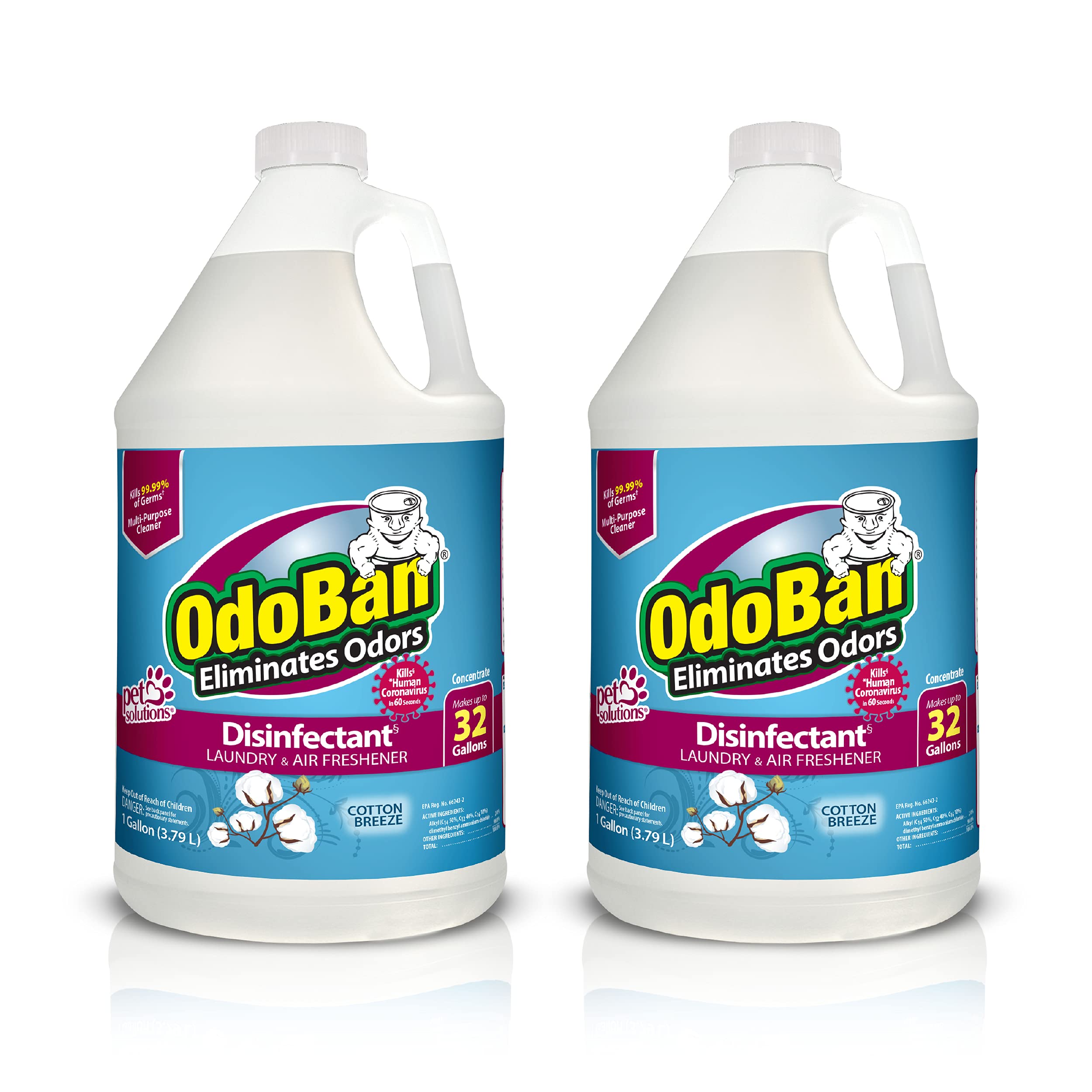 OdoBan Disinfectant Concentrate and Odor Eliminator, Made in the USA, Cotton Breeze Scent, 2 Gallons