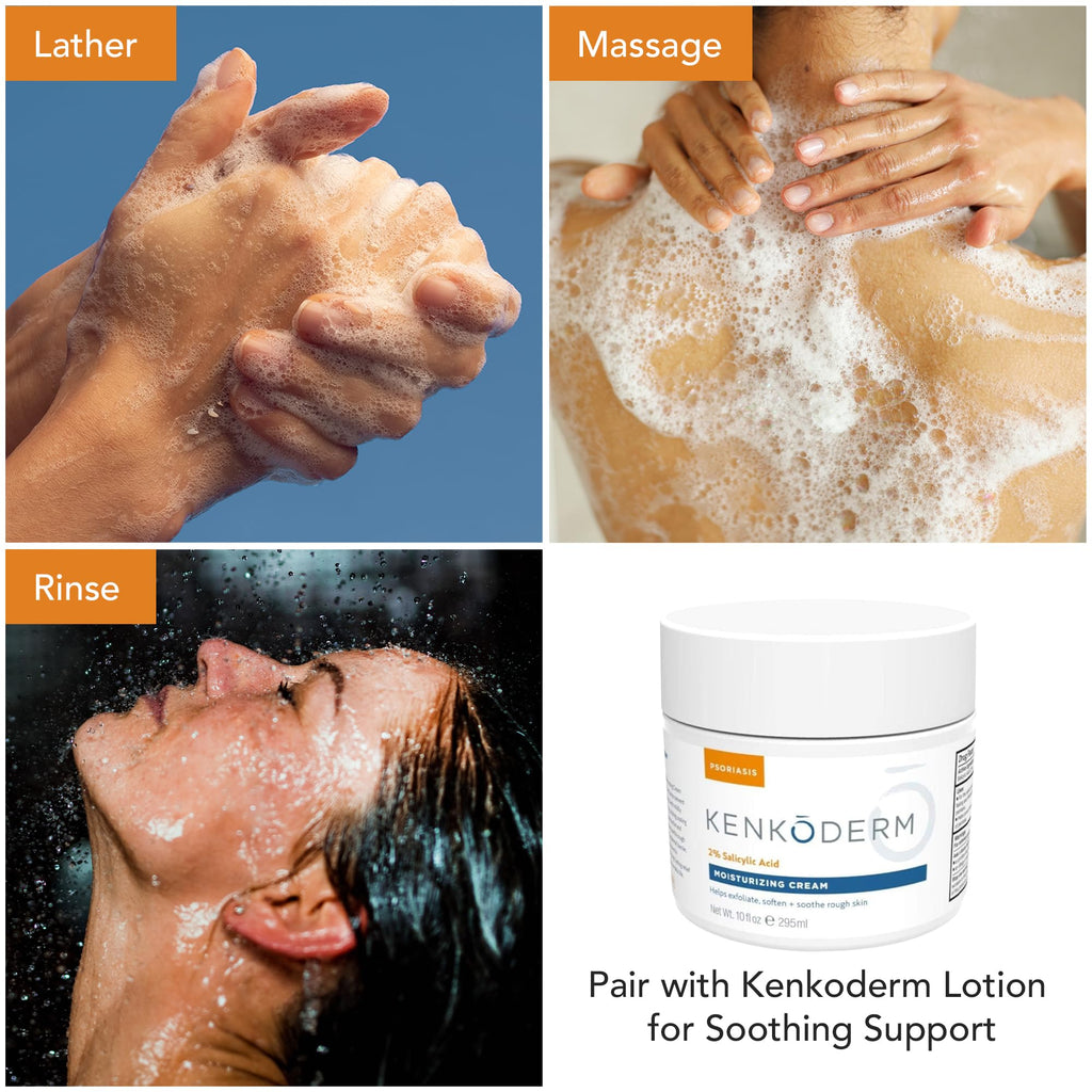 Kenkoderm Psoriasis Dead Sea Mineral Salt Soap with Argan Oil & Salicylic Acid, Natural Exfoliating Body & Face Cleanser for Sensitive Skin, Color & Fragrance Free, 4.25 Ounce, 1 Bar