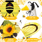 FuWeave Summer Bee Porch Goose Outfit for 23" Porch Goose Clothes with Bee Wings Sunflower for Spring Summer Outdoor Statue Garden Deck Patio Yard Lawn Art Decoration