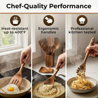 Wooden Utensil Set, 8 Pcs Teak Wooden Spoons for Cooking with Holder