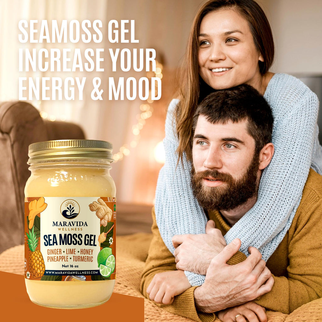 Maravida Wellness Sea Moss Gel – Pineapple, Lime, Honey, Ginger & Turmeric – 100% Natural Raw Organic Irish Moss – 16oz Jar – Premium Superfood for Everyday Wellness