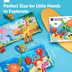 Baby Books 0-6 Months - 2 PCS Sensory Montessori Toys for Babies 0-6 Months with Crinkle Squeaky Sounds, Mirrors, Teethers - Soft Cloth Tummy Time Book Newborn Infant Toys