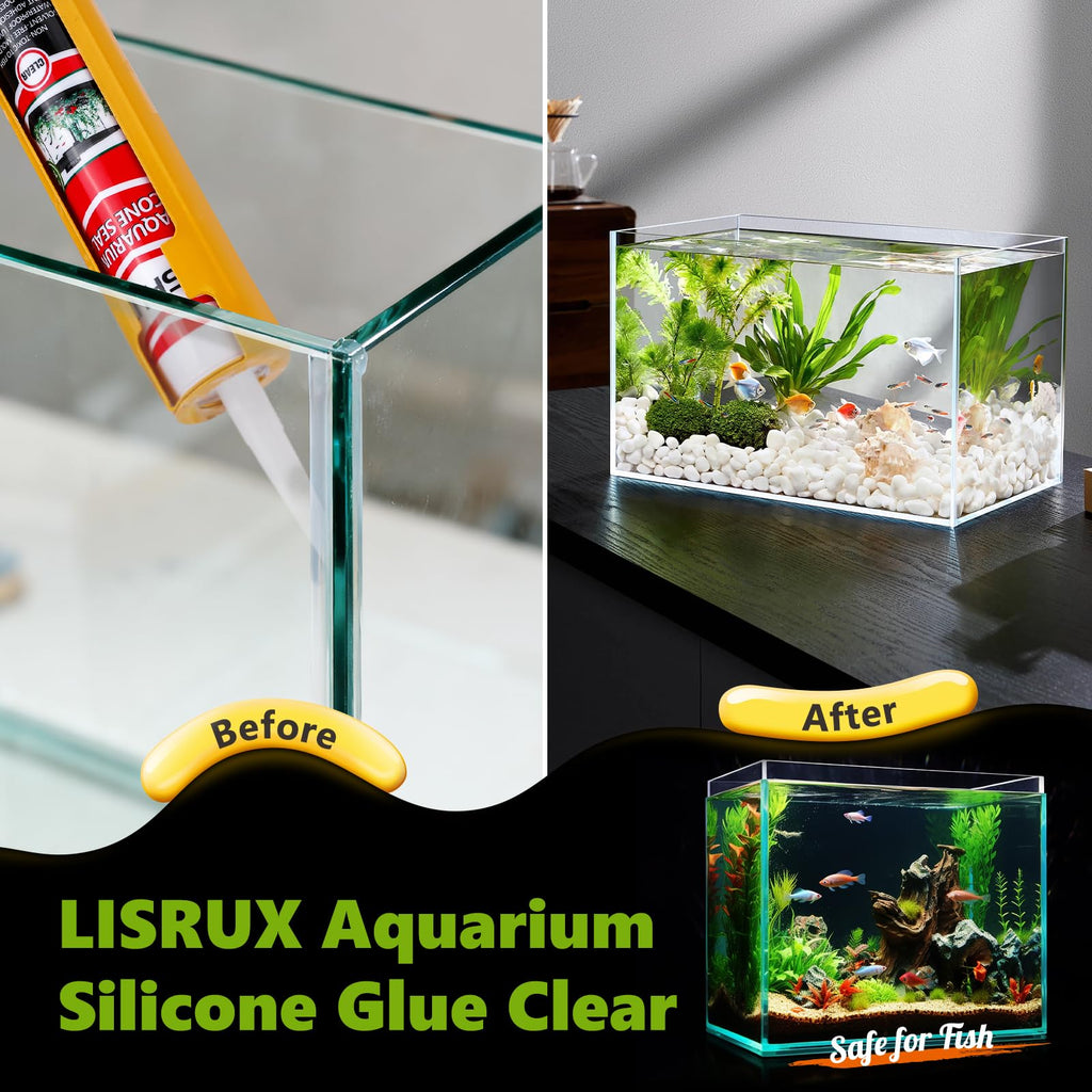 4 Pack Aquarium Silicone Clear Sealant, High Elasticity, Safe for Fish,Fast Curing Waterproof Aquarium Safe Silicone,10 Fl Oz Non-Toxic Fish Tank Safe Sealant,Strong Adhesion