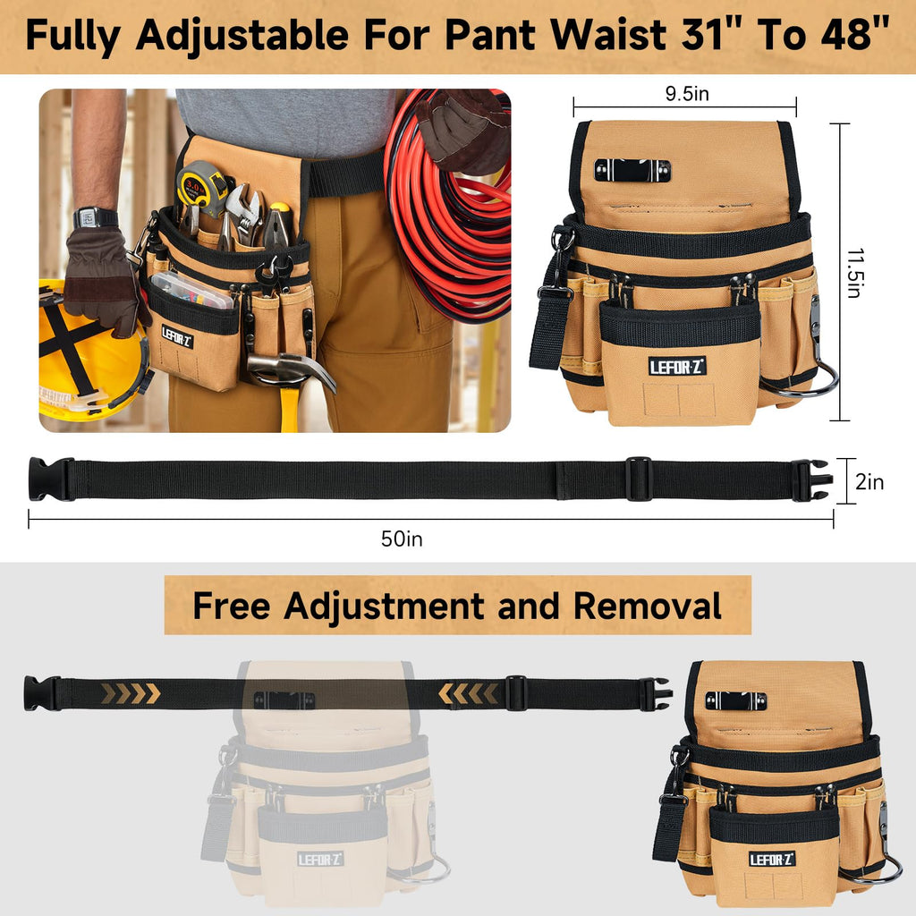 LEFOR·Z Tool Belt,14-Pockets Tool Belts for Men with Magnetic Tool Pouch