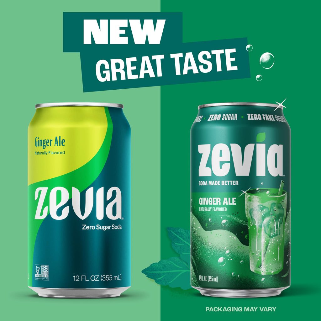 Zevia Zero Sugar Soda, Ginger Ale, 12 oz Cans (24-Pack) – Naturally Sweetened, Non-GMO Project Verified, Gluten-Free, Vegan