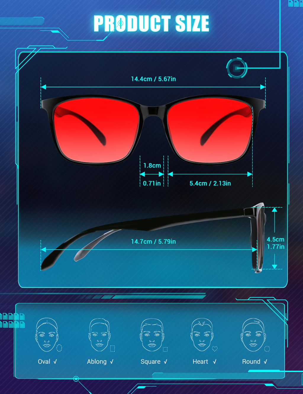TIJN Blue Light Blocking Glasses for Men Women - Red Light Glasses for Computer Gaming - Dual AR Coating Lens - Screen Fatigue & UV Protection - 2 Pack