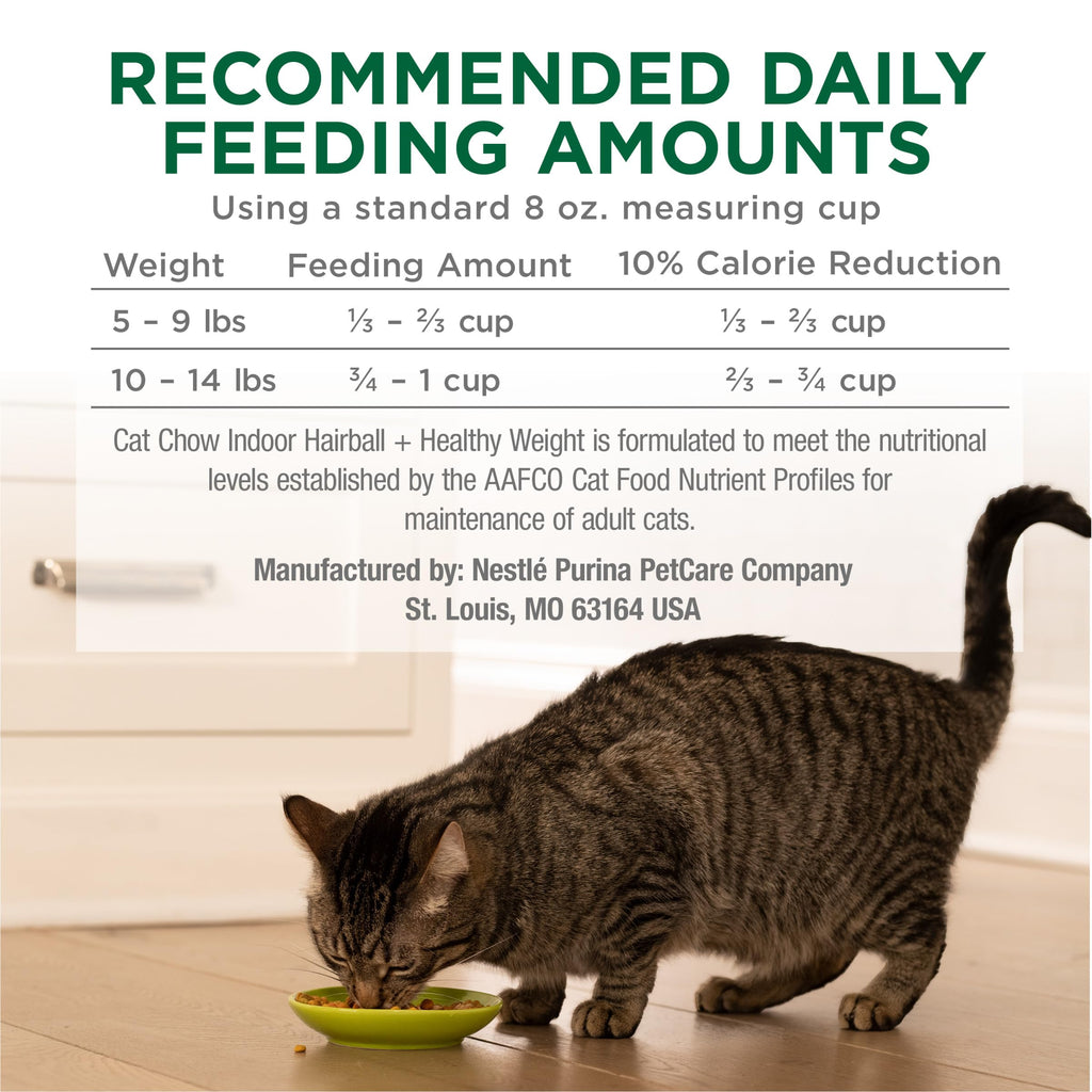 Purina Cat Chow Indoor Hairball + Healthy Weight Dry Cat Food, (4) 3.15 lb