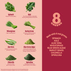 8Greens Supergreens Tablets | Super Greens Powder Superfood Tablet, Metabolism Immunity & Focus, Daily Greens Effervescent Tablets, Organic: Aloe Vera, Spirulina, Chlorella, Peach, 10 Servings