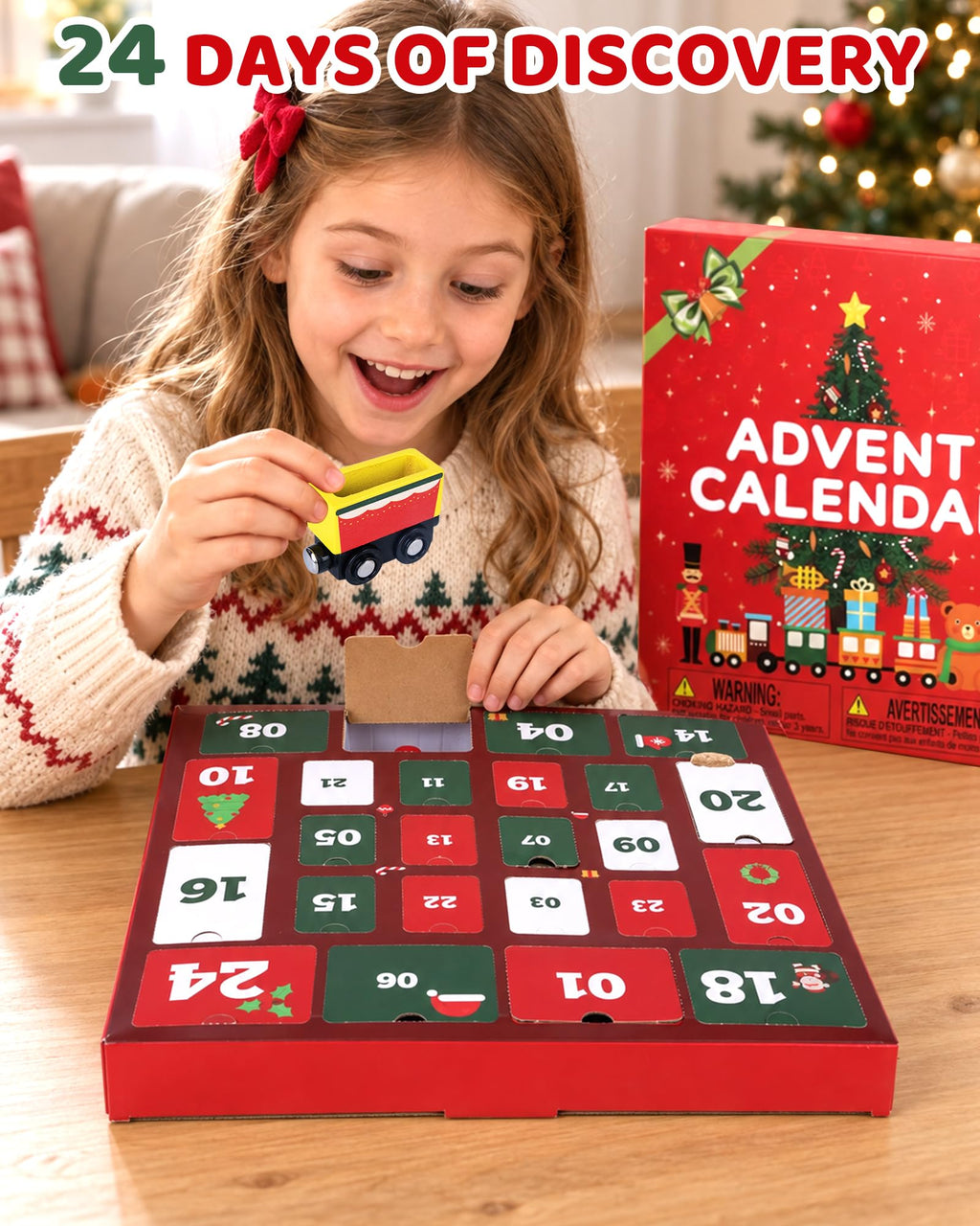 Toddler Advent Calendar 2026, 24pcs Magnetic Wooden Animal Train Set Christmas Advent Calendar 2026 for Kids, Countdown Calendar Gifts Montessori Train Stocking Stuffer for Toddlers, Boys and Girls