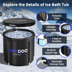 Upgrade XL Ice Bath Tub for Athletes, 119 Gallons Hot & Cold Plunge Tub with Cover for Recovery, Cold Water Therapy, Multiple Layered Portable Hot Tubs for for Home, Gym & Outdoor