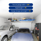 FLEXIMOUNTS 2 Pack 3x6 Overhead Garage Storage Adjustable Ceiling Rack 72" Length x 36" Width x 40" Height, 900lbs Total Weight Capacity, White, Classic Series