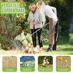 Adjustable 65 Inch Long 18 Inch Wide Garden Rake, 25 Tines Metal