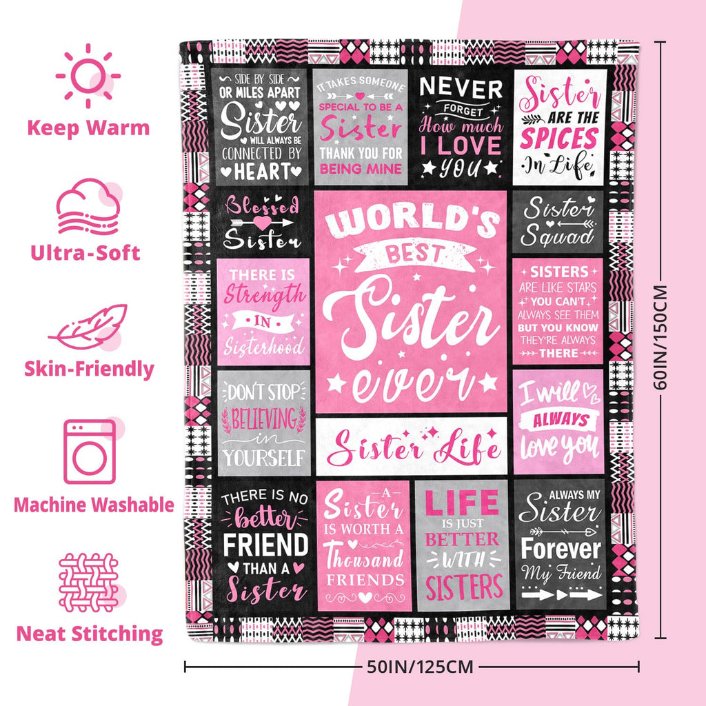 PVDSAVE Sister Birthday Gifts, Best Sister Ever Blanket 50"x60"