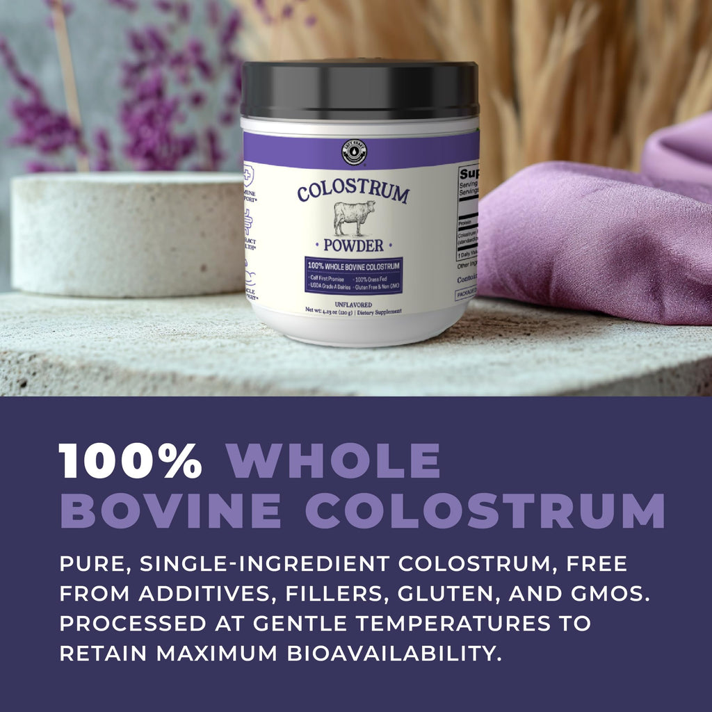 Colostrum Powder – USA Sourced Bovine Colostrum for Humans for Immune Support, Gut Health, Muscle Recovery - Single Ingredient, No Additives, Grass Fed, Non-GMO Colostrum Supplement for Women and Men