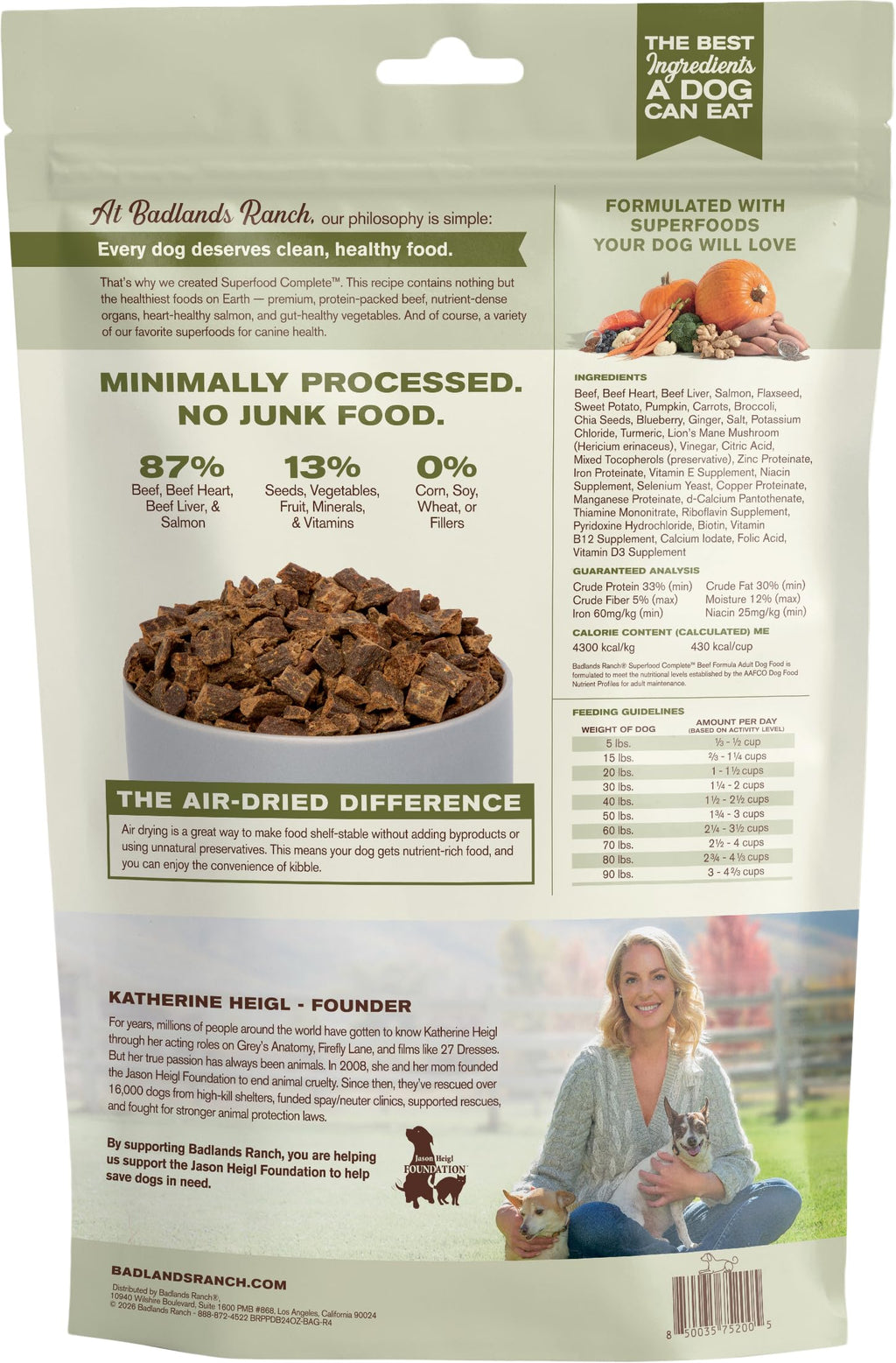 BADLANDS RANCH Air-Dried Beef Dog Food, 87% Real Meat, 24 oz
