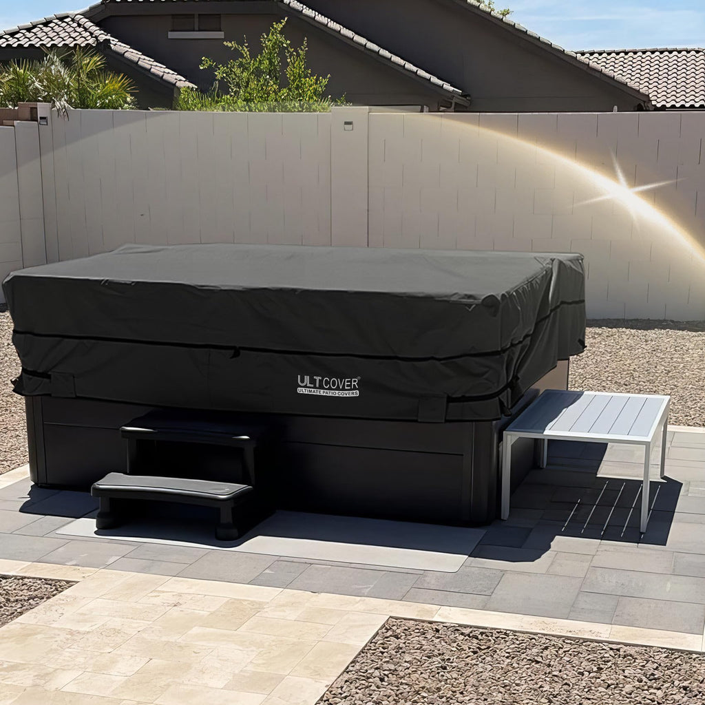 ULTCOVER Waterproof 600D Polyester Square Hot Tub Cover Outdoor SPA Covers 90 x 90 inch, Black