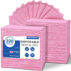 320 Pack Disposable Dental Bibs 13"x18", 3-Ply Waterproof Tattoo Bibs Sheet for Nail Salon, Dental Clinic, Feeding, Tattoo Shop (Pink)
