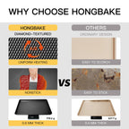 HONGBAKE 2 Pack Half Sheet Pan Set, 1/2 Cookie Sheets for Baking with Diamond Texture, 17.5" x 12" Large Baking Sheets Non Stick, Non Toxic Oven Trays for Cooking, 57% Thicker Carbon Steel, Dark Gray