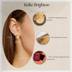 Matte Dome Stud Earrings for Women, Half Ball Button Earrings (Gold)