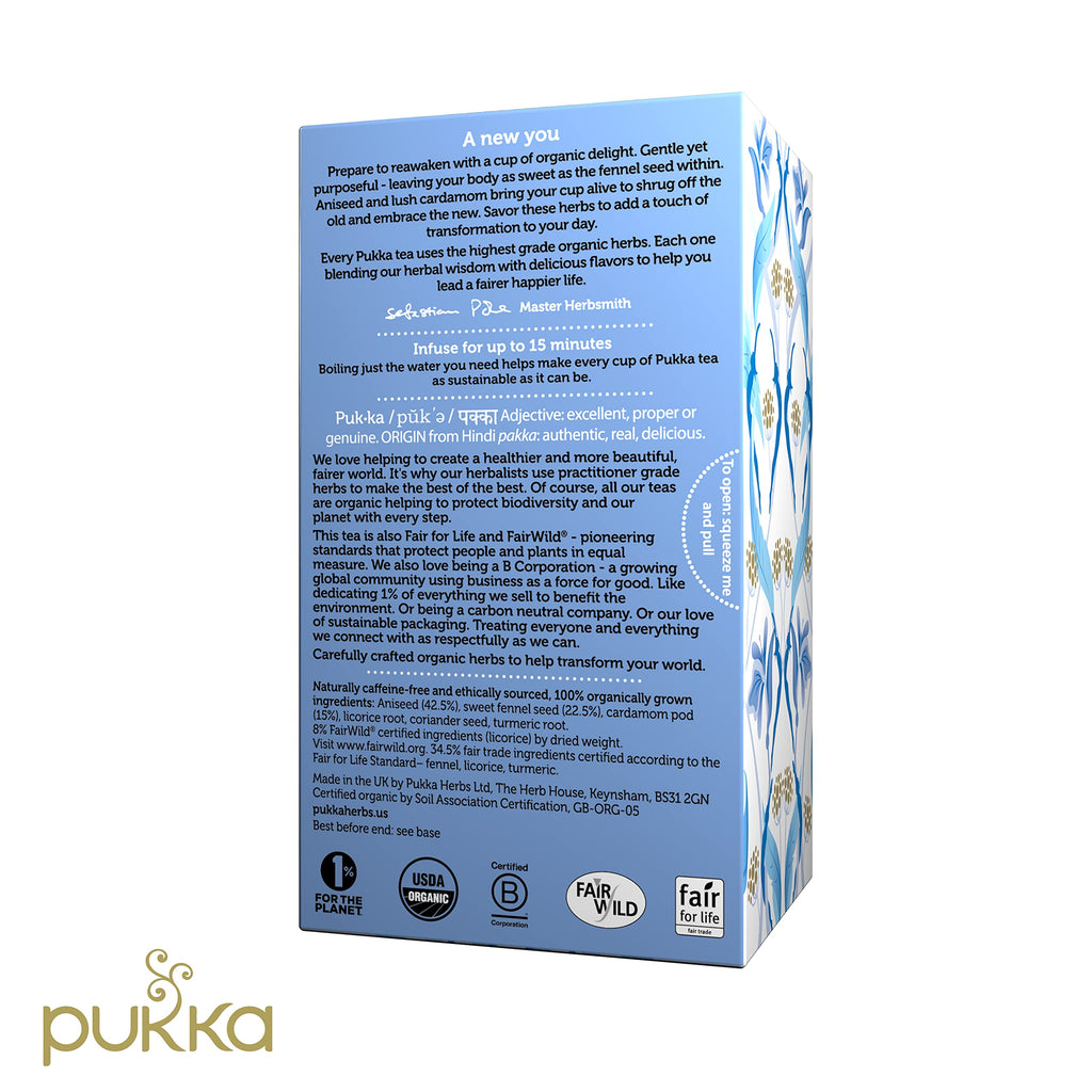 Pukka Detox Organic Herbal Tea with Aniseed, Fennel & Cardamom (Pack of 6, 120 Tea Bags)