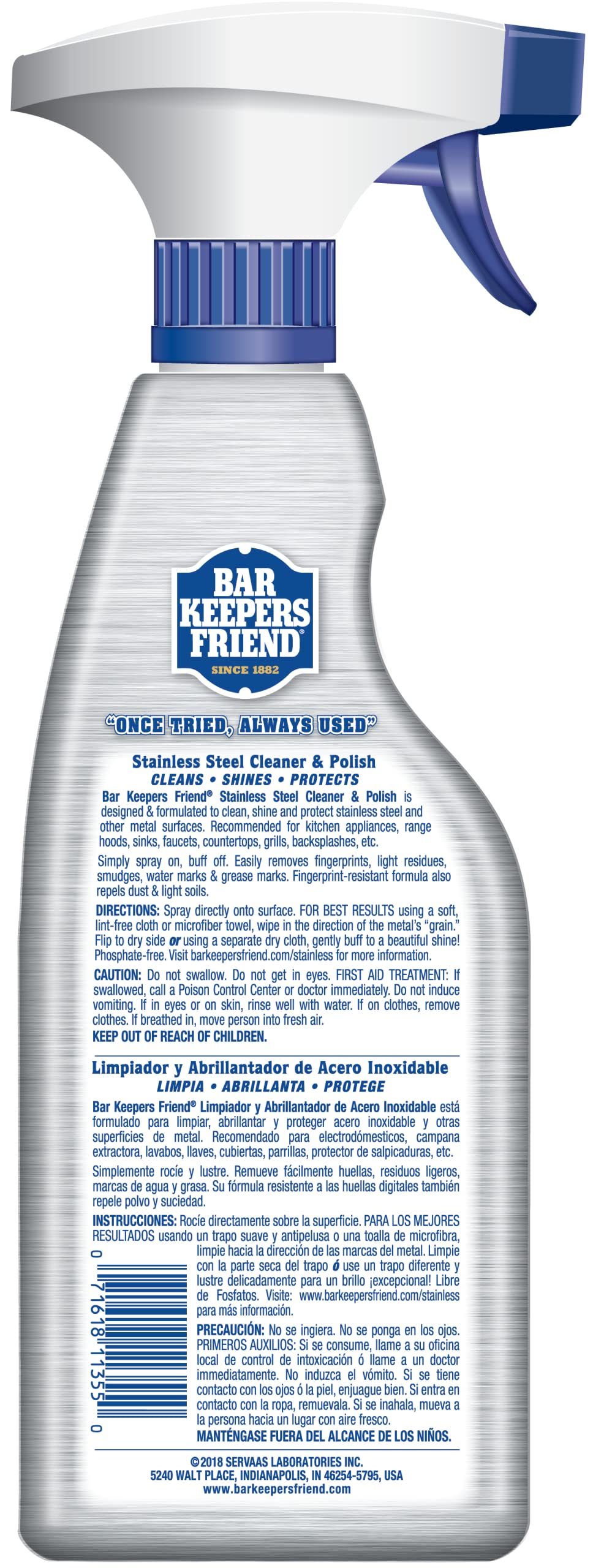 Bar Keepers Friend Stainless Steel Cleaner and Polish Spray (2 x 25.4 oz) Removes Oily Fingerprints, Hard Water Stains, Grime & Food Debris without Scratching or Dulling Appliances & Surfaces