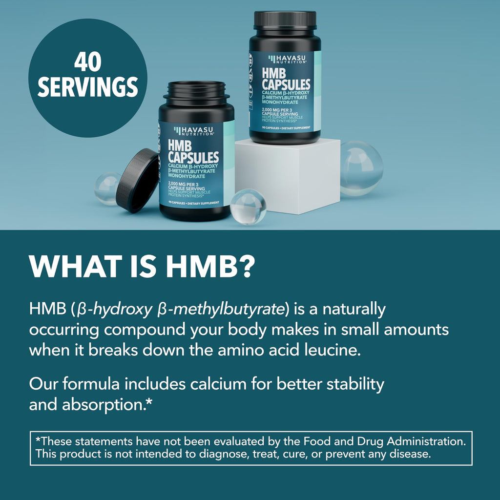 HMB Capsules 2000mg Per Serving, HMB Supplements for Men and Women