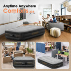 VOSSER Twin Air Mattress with Built in Pump,Inflatable Mattress 2 Mins Self-Inflation/Deflation,Thicker Blow up Mattress Leak-Proof,Flocked Top Air Bed with Storage Bag for Home, Camping & Guests
